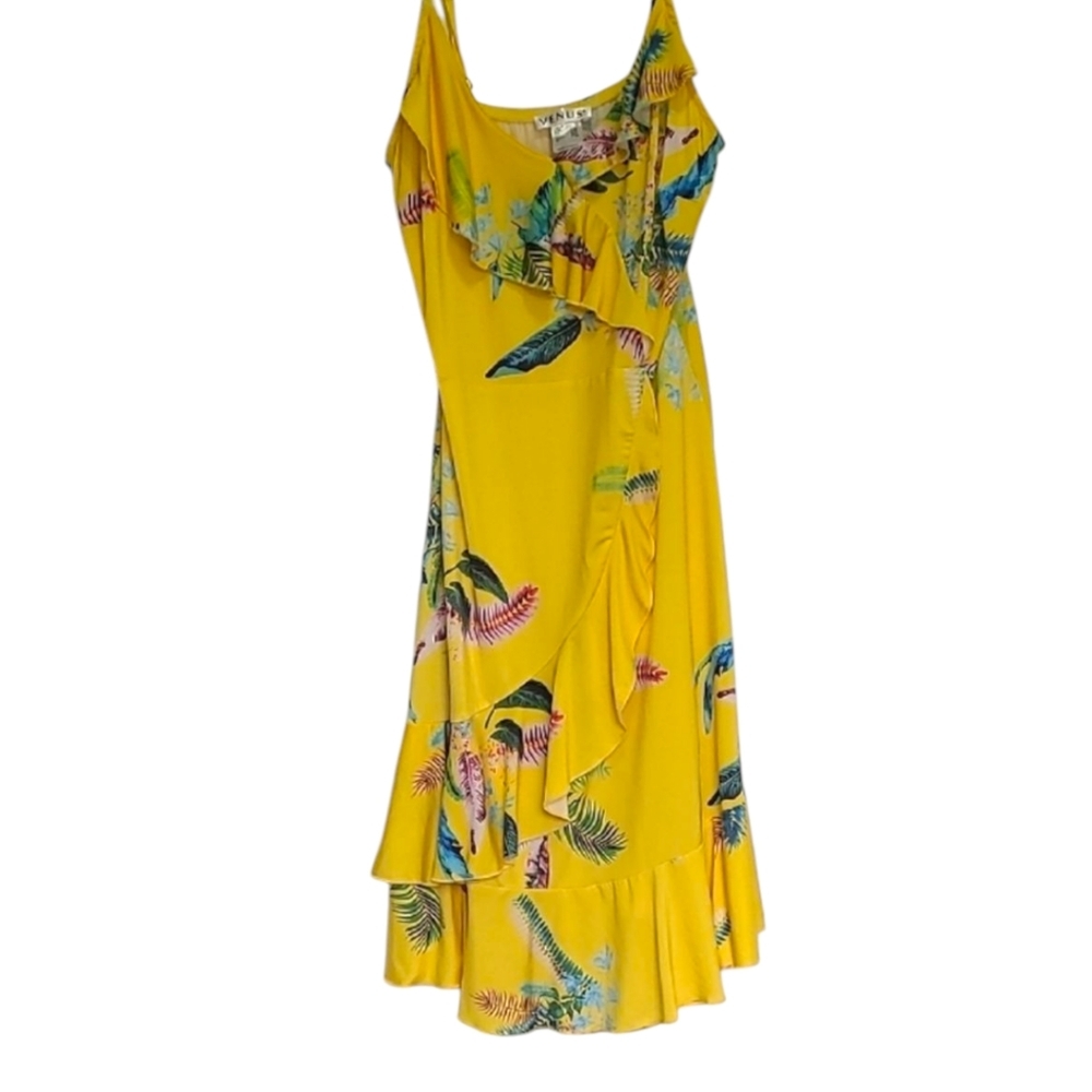 VENUS Yellow Floral Ruffle Dress XS‎